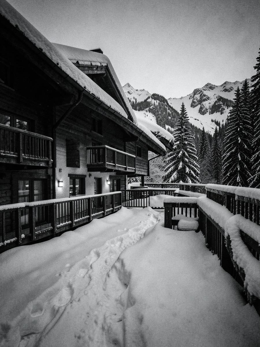 A chalet in the snow